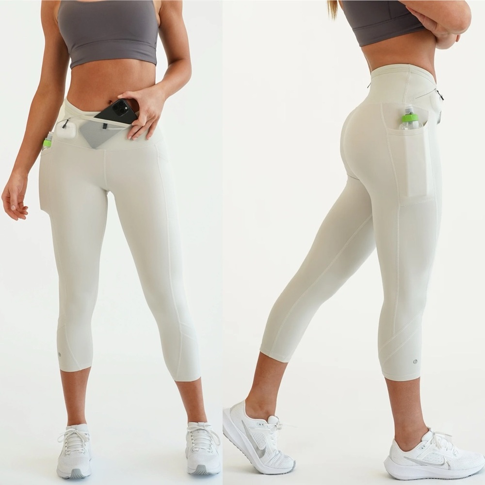 FlipBelt Air mid-weight crop leggings in bone size M medium NWT gym running